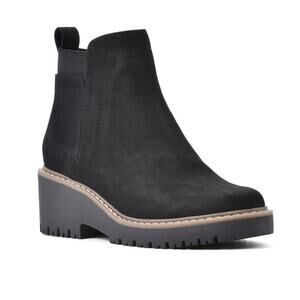 White Mountain Women's Dear Wide Width Chelsea Boots Black Fabric Size 7.5